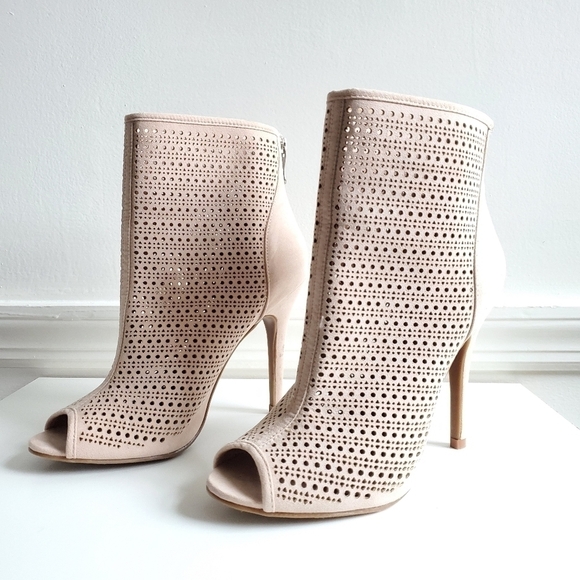 Chinese Laundry Open Toe Suede Blush Booties/Heels Size 7.5(38) - Picture 2 of 14